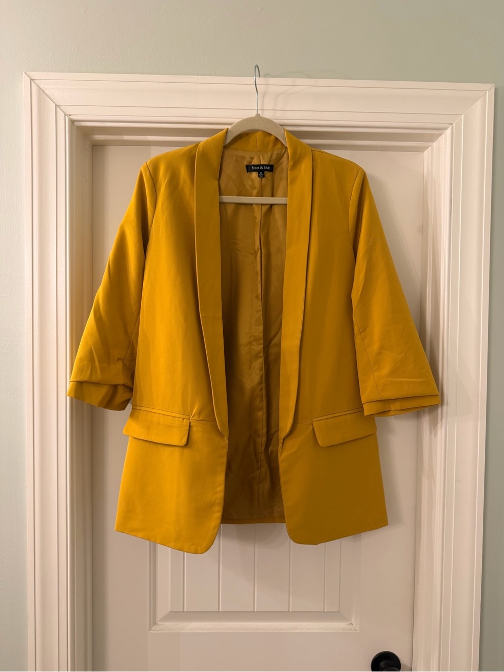Chartreuse Open-Front Blazer with Collar